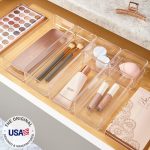 STORi SimpleSort 6-Piece Stackable Clear Drawer Organizer Set | Multi-size Trays | Small Makeup Vanity Storage Bins and Office Desk Drawer Dividers | Made in USA - Image 2